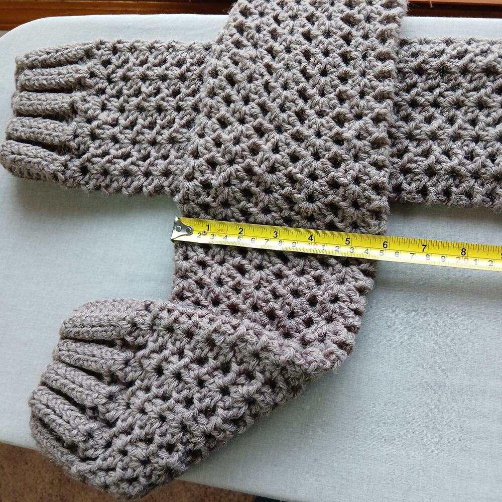 Taupe Leg Warmers OSFM crochet warm thick chunky over the knee dance premade - Picture 8 of 9